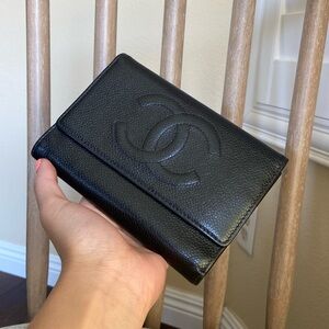 Chanel Black Caviar Trifold Wallet